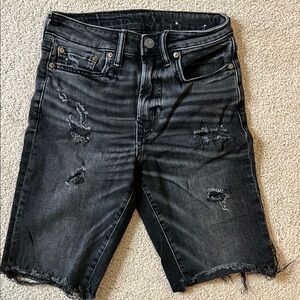 American Eagle Men’s Distressed Black Denim Shorts
